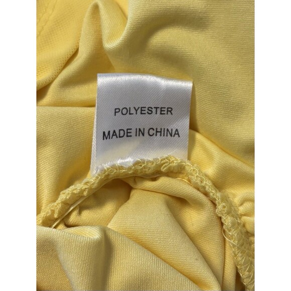 HELLO MOLLY Yellow Gathered Bust Mini Bodycon Dress Large Straps Stretch Spring - Picture 11 of 15